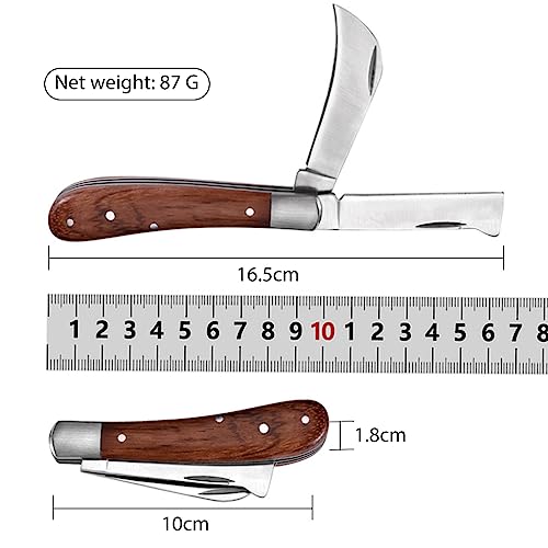 HASTHIP® Grafting Knife for Plants with Dual Blade Stainless Steel Tool for Organic Fruits Tree Foldable Bud Shoot Pruning Cutter with Wooden Handle 2 PCS HASTHIP® Grafting Knife for Plants with Dual Blade Stainless Steel Tool for Organic Fruits Tree Foldable Bud Shoot Pruning Cutter with Wooden Handle 2 PCS